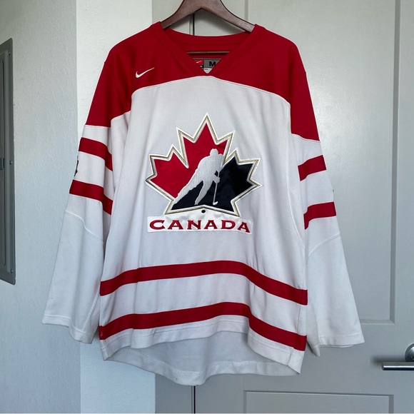 VINTAGE 90S NIKE CANADA HOCKEY JERSEY WHITE MENS MEDIUM - Picture 1 of 9